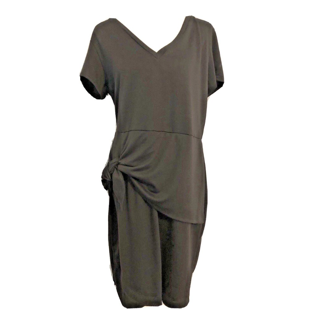 New Anthropologie Dolan Left Coast Dress Womens Size L Petite Black short sleeve